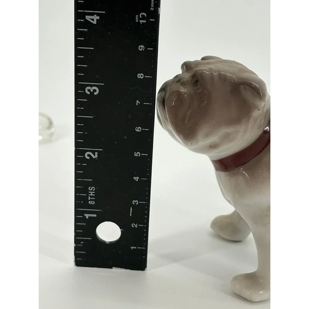 Vintage Ceramic Bulldog Figurine Red‎ Collar Made in Japan Collectible Decor - Picture 7 of 7